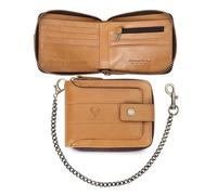 FANDARE Diebstahlsicher Geldbörse für Männer mit RFID-Blockierung Reißverschluss Leder-Geldbörse Bifold-Kartenhalter mit 13 Kartenfächern & ID-Fenster & Münzfach für Business Reisen Hellbraun