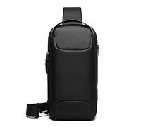 FANDARE Diebstahlsicher Umhängetasche für Herren & Damen, USB Ladeport Reißverschlussfach, Wasserdichte Brusttasche als Schulterrucksack für Wandern Radfahren Laufen Reisen Schwarz