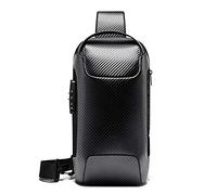 FANDARE Diebstahlsicher Umhängetasche für Herren & Damen, USB Ladeport Reißverschlussfach, Wasserdichte Brusttasche als Schulterrucksack für Wandern Radfahren Laufen Reisen Schwarz A