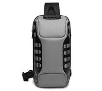 FANDARE Diebstahlsicherung Brusttasche Sling Rucksack Casual Daypacks mit USB für Herren Damen Schultertasche Umhängetasche für Outdoor Sport Wandern Radfahren Reisen Wasserdicht Polyester Grau