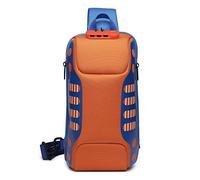 FANDARE Diebstahlsicherung Brusttasche Sling Rucksack Casual Daypacks mit USB für Herren Damen Schultertasche Umhängetasche für Outdoor Sport Wandern Radfahren Reisen Wasserdicht Polyester Orange