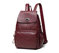 FANDARE Echtes Leder Rucksack Damen Stylisch Rucksäcke Wasserdicht Daypack Schultasche für Universität Arbeit Einkaufen Reise Rucksack Weinrot
