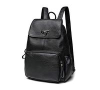 FANDARE Echtes Leder Rucksack Damen Stylisch Rucksäcke Wasserdicht Daypack Schultasche für Universität Arbeit Einkaufen Reise Rucksack Schwarz A
