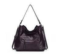 FANDARE Elegant Handtschasche Vintage Schultertasche Damen Umhängetasche Frauen Schulranzen PU Leder Wasserdicht für Shopper Reisen Arbeitstasche Messenger Crossbody Bags Violett