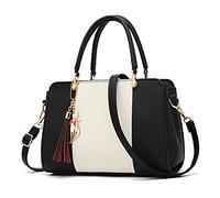 FANDARE Elegante Handtasche mit Anhänger Damen Umhängetaschen Frauen Schultertasche Wasserdicht für Einkauf Arbeitstasche Reisen Crossbody Bag Schwarz