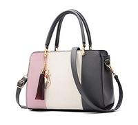 FANDARE Elegante Handtasche mit Anhänger Damen Umhängetaschen Frauen Schultertasche Wasserdicht für Einkauf Arbeitstasche Reisen Crossbody Bag Grau