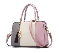 FANDARE Elegante Handtasche mit Anhänger Damen Umhängetaschen Frauen Schultertasche Wasserdicht für Einkauf Arbeitstasche Reisen Crossbody Bag Hell-Pink