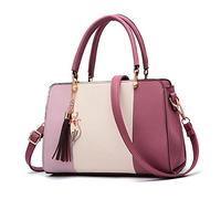FANDARE Elegante Handtasche mit Anhänger Damen Umhängetaschen Frauen Schultertasche Wasserdicht für Einkauf Arbeitstasche Reisen Crossbody Bag Rosa