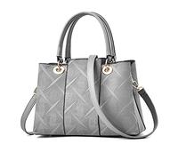 FANDARE Elegante Umhängetaschen Damen Schultertasche Dimensional Carving-Muster PU Leder Wasserdicht Büro Reisen Henkeltaschen Grau