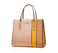 FANDARE Elegante Umhängetaschen Damen Schultertasche Verstellbare Frauen Handtasche PU Leder Wasserdicht Mittelgroß Büro Schule Einkauf Arbeitstasche Reisen Henkeltaschen Golden