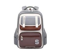 FANDARE Ergonomischer Kinderrucksack mit Brustgurt Reflektorstreifen und Wasserabweisendem Oxford-Stoff Große Kapazität 3D-Rückenpolster & Verstellbare S-förmige Schultergurte Grau