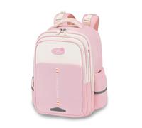 FANDARE Ergonomischer Schulrucksack Mädchen Junge - Wasserdichter Schulranzen mit Vielen Fächern Leichte Schultasche Reflektierender Rucksack mit Brustgurt für die Grundschule Rosa