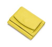 FANDARE Geldbörse Damen mit RFID Geldbeutel Einfarbiges Portemonnaie Kurzform Leder Portmonee Kleine Brieftasche Frauen Geldbörse mit 6 Kartenfächer und KleingeldfachGelb