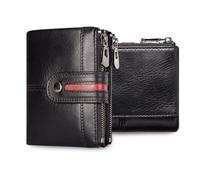 FANDARE Geldbörse für Herren Damen aus Echtleder RFID-Bifold mit 7 Kartenfächern, 2 Geldfächern & Münztasche, 1 Fotofenster Geschenk für Berufspendler, Reisen & Freizeit (Alter 25-45) Schwarz