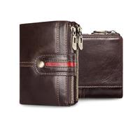 FANDARE Geldbörse für Herren Damen aus Echtleder RFID-Bifold mit 7 Kartenfächern, 2 Geldfächern & Münztasche, 1 Fotofenster Geschenk für Berufspendler, Reisen & Freizeit (Alter 25-45) Dunkelbraun