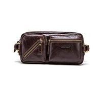 FANDARE Gürteltasche Bauchtasche Brusttasche Herren Sling Bag wasserdichte Geeignet Hüfttasche Junge Umhängetasche Leder für Joggen Wandern Radfahren Reisen Dunkelbraun