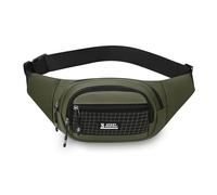 FANDARE Gürteltasche Damen Herren Hüfttasche mit 3 Reißverschlusstaschen Umhängetasche Brusttasche Sling Bag Bauchtasche Handy Laufgürtel für Spaziergänge mit Hunden Laufen Wandern Reisen Grün D