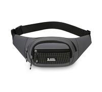 FANDARE Gürteltasche Damen Herren Hüfttasche mit 3 Reißverschlusstaschen Umhängetasche Brusttasche Sling Bag Bauchtasche Handy Laufgürtel für Spaziergänge mit Hunden Laufen Wandern Reisen Grau D