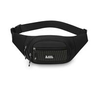 FANDARE Gürteltasche Damen Herren Hüfttasche mit 3 Reißverschlusstaschen Umhängetasche Brusttasche Sling Bag Bauchtasche Handy Laufgürtel für Spaziergänge mit Hunden Laufen Wandern Reisen Schwarz D