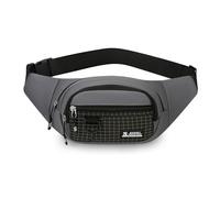 FANDARE Gürteltasche Damen Herren Hüfttasche mit 3 Reißverschlusstaschen Umhängetasche Brusttasche Sling Bag Bauchtasche Handy Laufgürtel für Spaziergänge mit Hunden Laufen Wandern Reisen Grau A