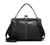 FANDARE Handtaschen Damen Schultertasche Umhängetasche Handy Bag für Frauen PU Leder Wasserdicht Schultertasche Crossbody Messenger Bag Shopper Arbeitstasche Snaps Haspe Schwarz