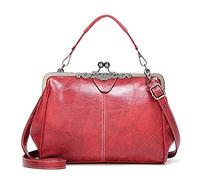FANDARE Handtaschen Damen Schultertasche Umhängetasche Handy Bag für Frauen PU Leder Wasserdicht Schultertasche Crossbody Messenger Bag Shopper Arbeitstasche Snaps Haspe Rot