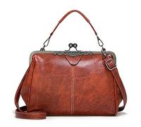 FANDARE Handtaschen Damen Schultertasche Umhängetasche Handy Bag für Frauen PU Leder Wasserdicht Schultertasche Crossbody Messenger Bag Shopper Arbeitstasche Snaps Haspe Braun