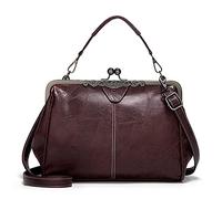 FANDARE Handtaschen Damen Schultertasche Umhängetasche Handy Bag für Frauen PU Leder Wasserdicht Schultertasche Crossbody Messenger Bag Shopper Arbeitstasche Snaps Haspe Kaffeebraun
