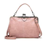 FANDARE Handtaschen Damen Schultertasche Umhängetasche Handy Bag für Frauen PU Leder Wasserdicht Schultertasche Crossbody Messenger Bag Shopper Arbeitstasche Snaps Haspe Pink
