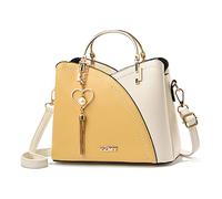 FANDARE Handtaschen für Damen Tote Beutel Umhängetaschen Wasserdicht Schultertasche Tragetasche PU-Leder Henkeltaschen mit Quaste für Arbeit Schule Shopper Reise Gelb