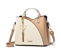 FANDARE Handtaschen für Damen Tote Beutel Umhängetaschen Wasserdicht Schultertasche Tragetasche PU-Leder Henkeltaschen mit Quaste für Arbeit Schule Shopper Reise Weiß