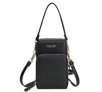 FANDARE Handy Umhängetasche Frauen Crossbody Tasche Schultertasche Damen Handy-Brieftasche Klein Handtasche Reisepass Handytasche Mädchen Schule Reise Unterarmtasche Wasserdicht PU Leder Schwarz