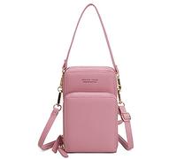 FANDARE Handy Umhängetasche Frauen Crossbody Tasche Schultertasche Damen Handy-Brieftasche Klein Handtasche Reisepass Handytasche Mädchen Schule Reise Unterarmtasche Wasserdicht PU Leder Rosa