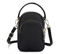 FANDARE Handy Umhängetasche Frauen Schultertasche Damen Handy-Brieftasche Klein Handtasche Reisepass Handytasche für Mädchen Einkaufen Party Schule Reise Unterarmtasche Wasserdicht Nylon Schwarz
