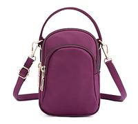 FANDARE Handy Umhängetasche Frauen Schultertasche Damen Handy-Brieftasche Klein Handtasche Reisepass Handytasche für Mädchen Einkaufen Party Schule Reise Unterarmtasche Wasserdicht Nylon Lila