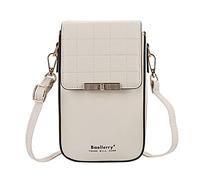 FANDARE Handy Umhängetasche Leder Frauen Brieftasche Schultertasche Handytasche Geldbörse Damen Geldbörse Reisepass Handytasche für Mädchen Einkaufen Schule Reise Phone Crossbody Bag Weiß