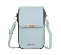 FANDARE Handy Umhängetasche Leder Frauen Brieftasche Schultertasche Handytasche Geldbörse Damen Geldbörse Reisepass Handytasche für Mädchen Einkaufen Schule Reise Phone Crossbody Bag Blau