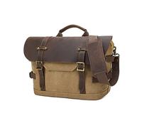 FANDARE Herren Aktentasche Umhängetaschen Groß Arbeitstasche Messenger Bag Herren Arzttasche Retro Tragetasche Aktenkoffer Herren Tote Bag Lehrertasche Notebooktasche für Reisen Geschäft Khaki