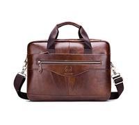 FANDARE Herren Aktentaschen für 12.9 Zoll Laptop Schultasche Arbeitstasche Leder Handtasche Business Umhängetasche Businesstasche Wasserdicht Crossbody Messenger Bags Arbeit Reise Collegetasche Braun