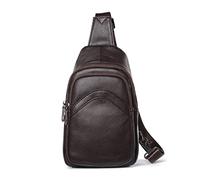 FANDARE Herren Brusttasche aus Echtem Leder Leichte Umhängetasche für Alltag Reisen und Beruf Mehrere Fächer Stilvolles Minimalistisches Design Robust & Langlebig Braun