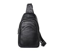 FANDARE Herren Brusttasche aus Echtem Leder Leichte Umhängetasche für Alltag Reisen und Beruf Mehrere Fächer Stilvolles Minimalistisches Design Robust & Langlebig Schwarz A