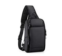 FANDARE Herren Brusttasche Schultertasche Sling Bag Rucksack mit USB Umhängetasche Grosse Kapazität Sporttasche für Wandern,Abenteuer,Sport, Reisen Wasserdicht Polyester Schwarz