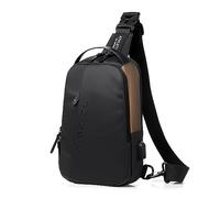 FANDARE Herren Brusttasche Sling Bag Geschäft Schultertasche mit USB-Ladeanschluss Crossbody Bag Umhängetasche für Reise Arbeiter Camping Wandern Fitness Fahrrad Crossover Daypacks Schwarz Braun