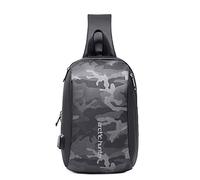 FANDARE Herren Brusttasche, Sling Bag Rucksack, Umhängetasche Messenger Bag Schultertasche mit USB-Ladeanschluss, zum Sport, Reisen und Joggen,Hiking Crossbody Bag Polyester Schwarze Camo