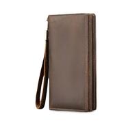 FANDARE Herren Lang Geldbörse für Männer Reißverschluss Leder-Geldbörse Clutch Tasche Bifold-Kartenhalter mit Handgelenkschlaufe Kartenfächern & ID-Fenster & Münzfach für Business ReisenSchwarz
