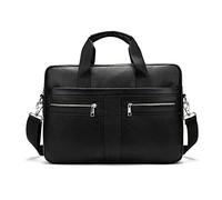 FANDARE Herren Laptop-Aktentaschen Leder Handtasche Business Umhängetasche Wasserdicht Crossbody Messenger Bags Schwarz