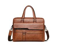 FANDARE Herren Laptop Handtasche Business Aktentasche PU Leder Arbeitstasche Umhängetasche Henkeltaschen Schultertaschen für Reise Büro Reisen Schule Wasserdicht Messenger Bag Hellbraun