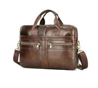 FANDARE Herren Leder Aktentasche Dokumententasche Geschäftstasche Business Messenger Handtasche Mappe Aktenkoffer Umhängetasche für 15.6 Zoll Laptoptasche Henkeltasche für Arbeit und Reisen Braun