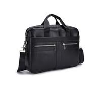 FANDARE Herren Leder Aktentasche Dokumententasche Geschäftstasche Business Messenger Handtasche Mappe Aktenkoffer Umhängetasche für 15.6 Zoll Laptoptasche Henkeltasche für Arbeit und Reisen Schwarz