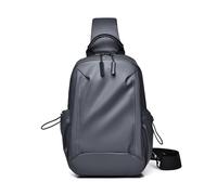 FANDARE Herren Messenger-Bags Brusttasche Junge Umhängetasche Men Sling Bag Wasserdichtes PU Leder Brustbeutel Tragtasche Brust Brustgurt-Tasche Brustbag Reise Schule Wandern Schultertaschen Grau
